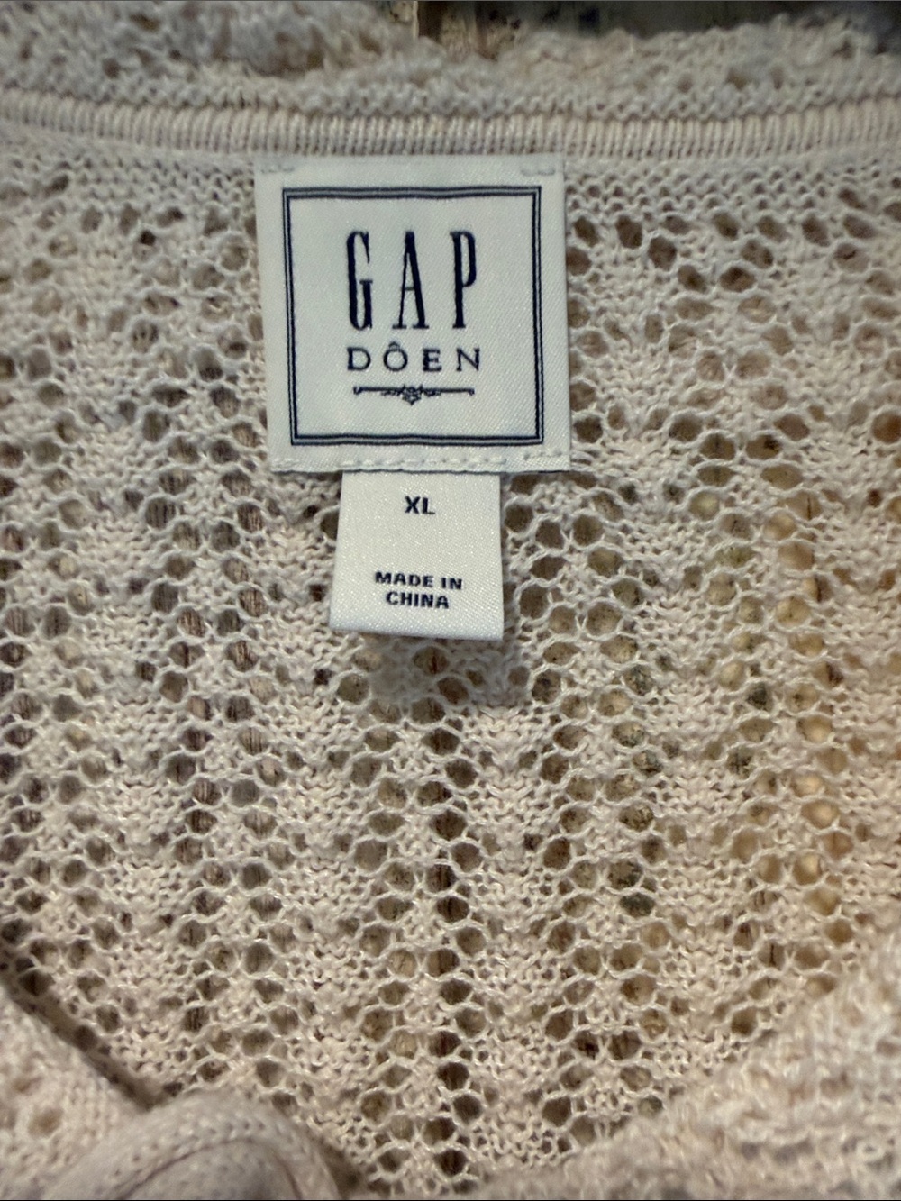 NWOT GAPxDOEN Linen-Blend Pointelle Cardigan  /Chino Beige, XL/ - Picture 2 of 12